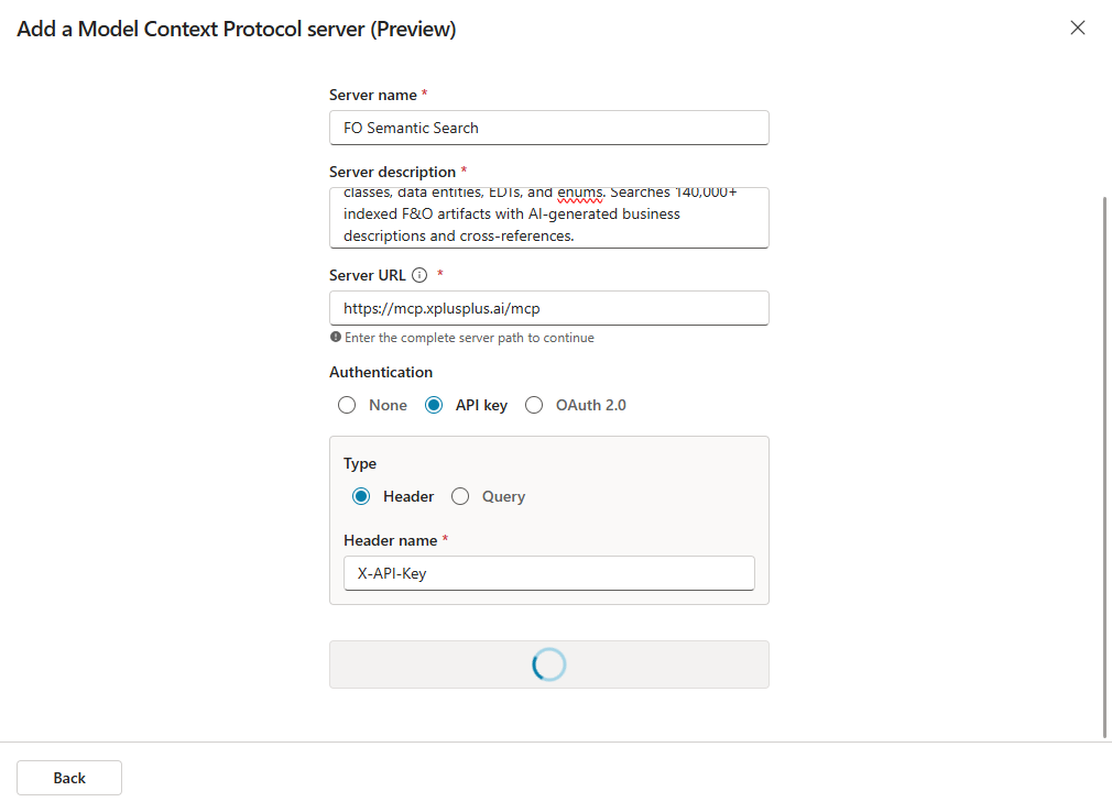 Add MCP Server dialog with configuration fields