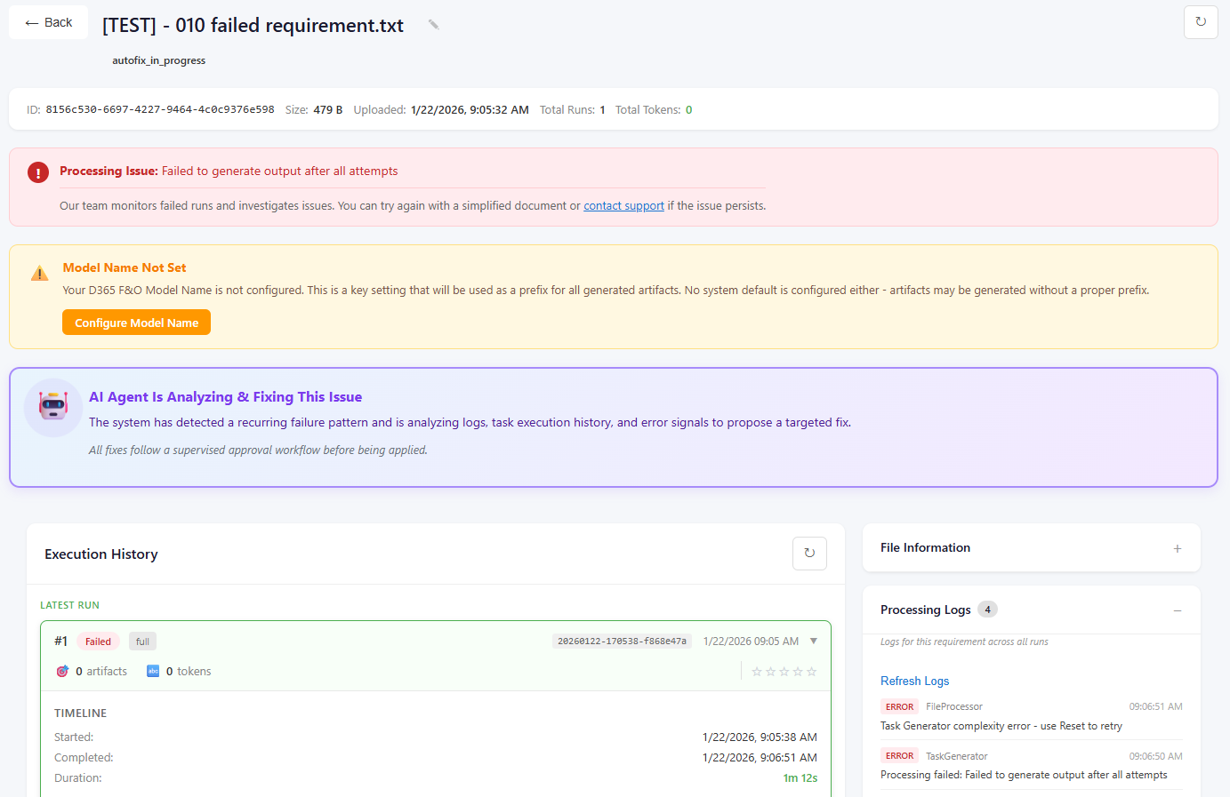 AI Agent analyzing and fixing an issue
